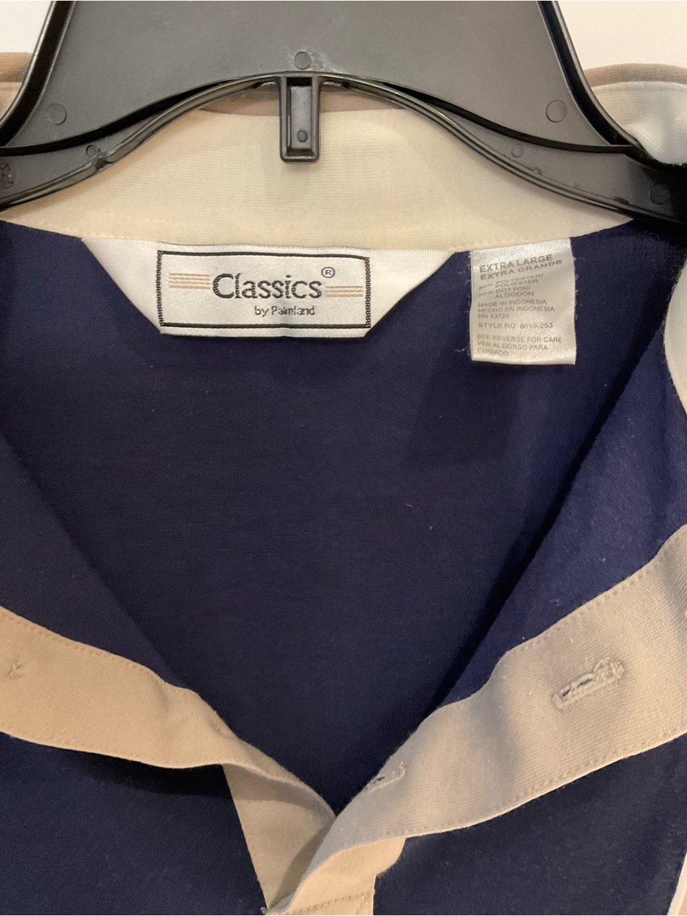 EUC VTG Classics by Palmland Men’s XL Navy/tan Embroidered Retro Bowling Polo